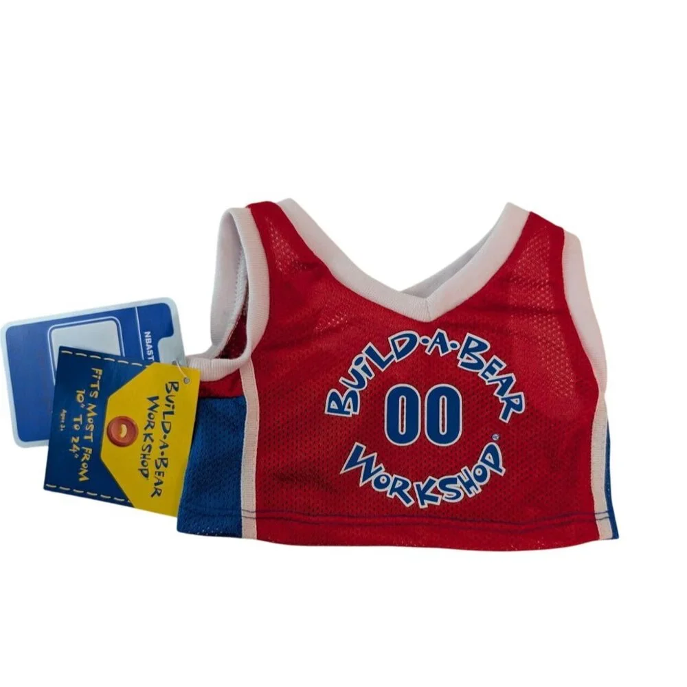Build A Bear Clothes NBA Basketball Jersey & Shorts w/Sneaker Shoes Red Blue NWT